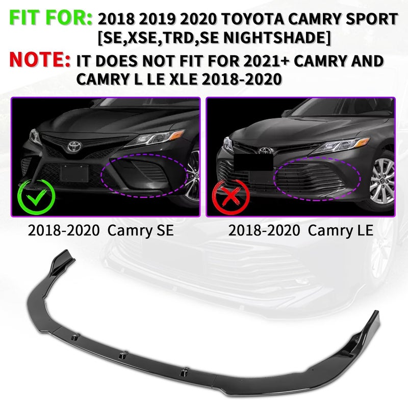 Archaic Front Bumper Lip Spoiler Compatible for 2018 2019 2020 Toyota Camry Sport [SE,XSE,TRD,SE Nightshade], Splitter Under Chin Spoiler Body Kit Camry Accessories - Image 3